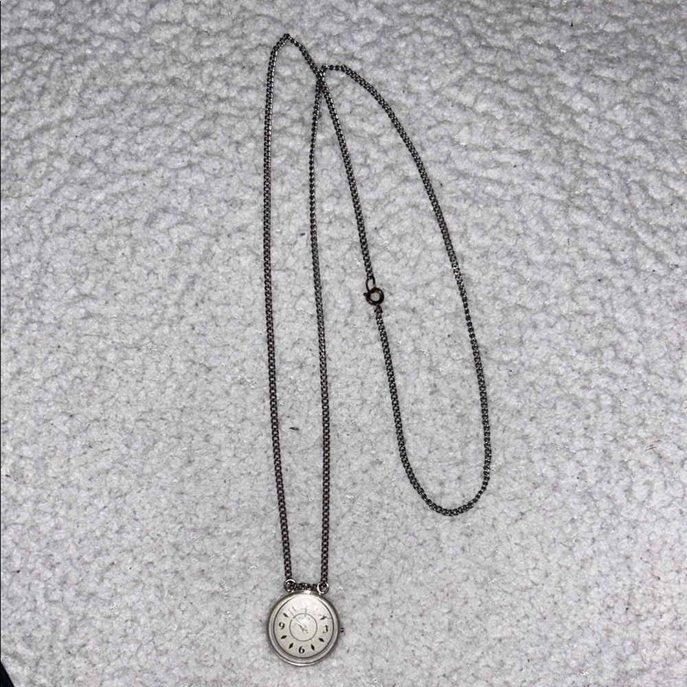 Timex Silver Clock Necklace